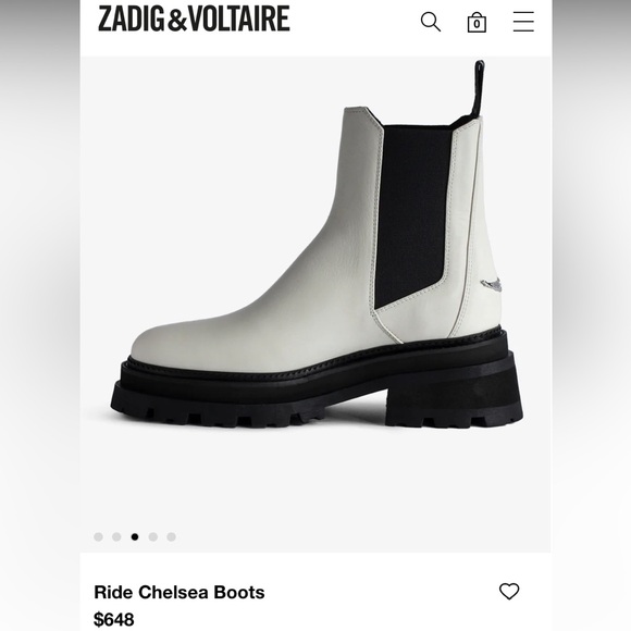 NWT Zadig and & Voltaire Ride Leather Chelsea platform Boots Silver Wings Charm - Picture 4 of 11